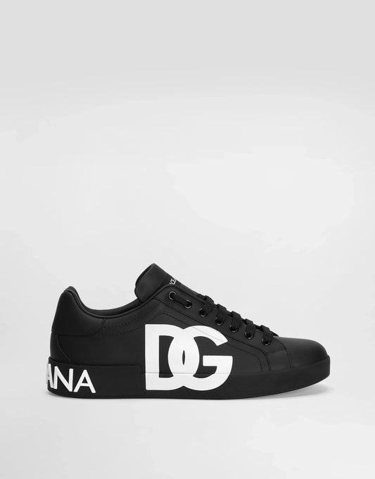 D&G Calfskin Nappa Portofino Sneakers With Logo Print