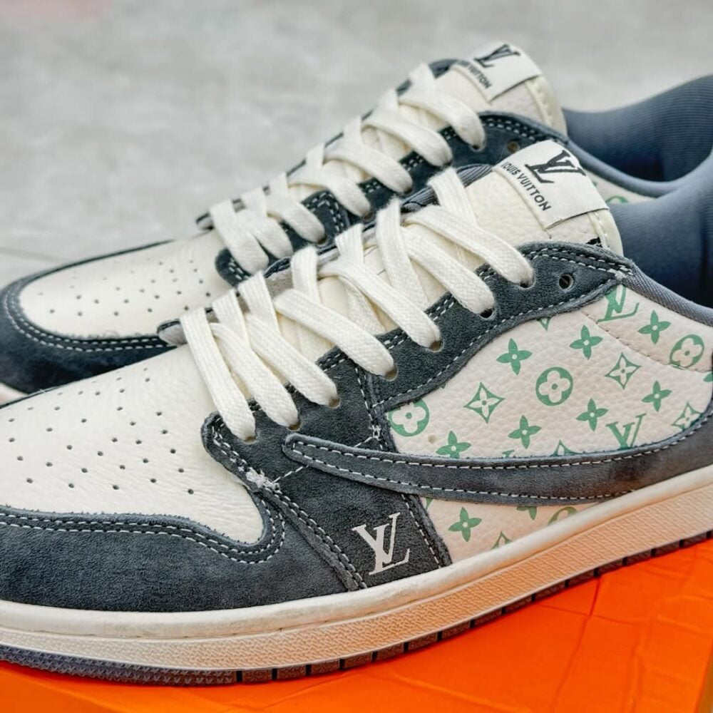 Louis Vuitton x Nike Air Jordan 1 Low “Green Monogram Suede” (Custom)