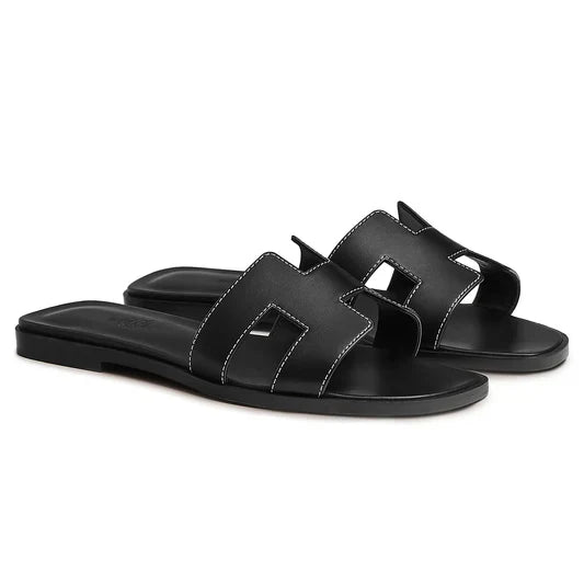 Hermès Paris Oran Black Sandal