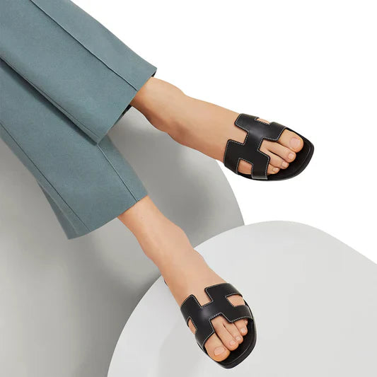 Hermès Paris Oran Black Sandal