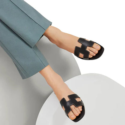 Hermès Paris Oran Black Sandal